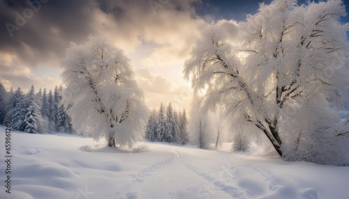 Enchanting Winter Wonderland Snow-Covered Trees 