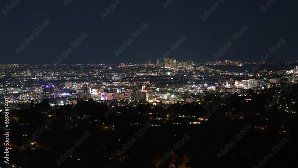 Hollywood Night Cityscape from Griffith Park Time Lapse Tilt Up California USA Hollywood Night Cityscape from Griffith Park Time Lapse Tilt Up California USA