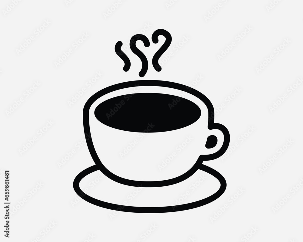 Coffee Icon Hot Chocolate Beverage Cup Warm Drink Tea Mug Cafe Coffeeshop Latte Cappuccino Steam Black White Outline Line Shape Sign Symbol EPS Vector Coffee Icon Hot Chocolate Beverage Cup Warm Drink Tea Mug Cafe Coffeeshop Latte Cappuccino Steam Black White Outline Line Shape Sign Symbol EPS Vector