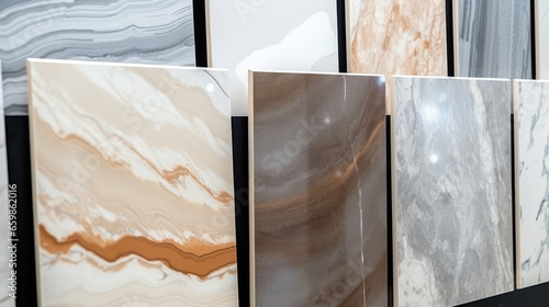 Porcelain stoneware tiles in a store