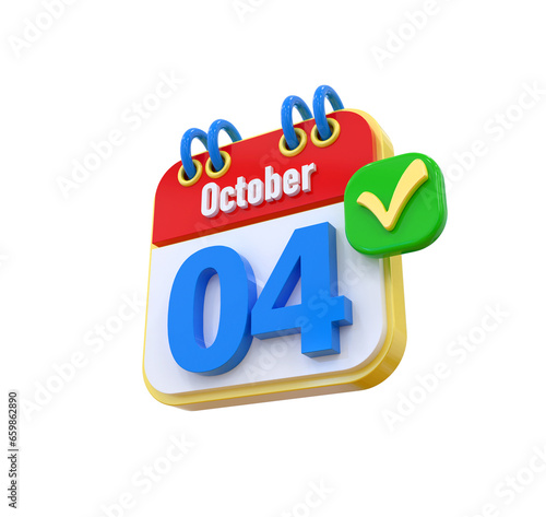 4th Month October Calendar 3d