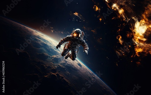 An astronaut in outer space photo