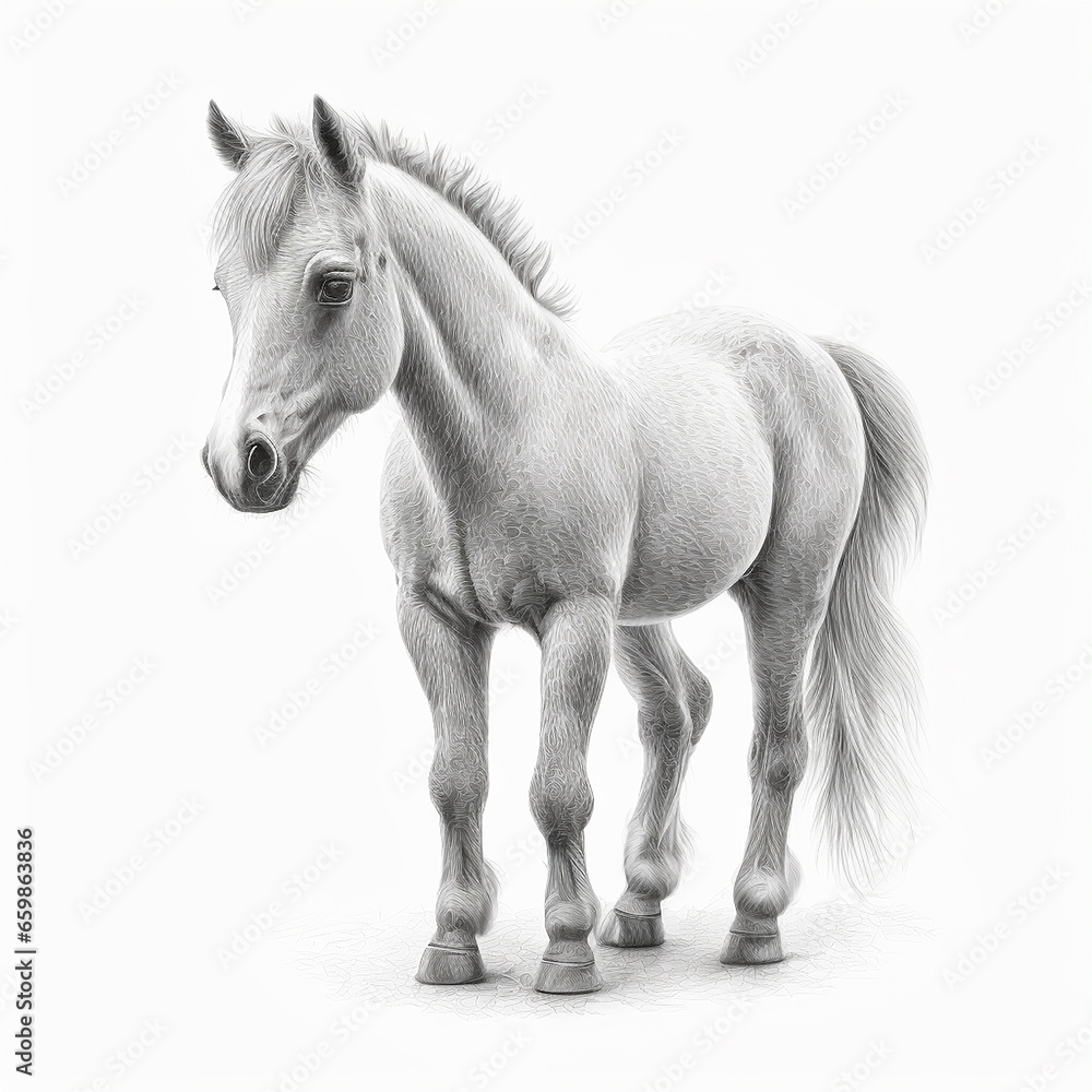 Pencil sketch drawing cute horse animal Stock Illustration | Adobe Stock