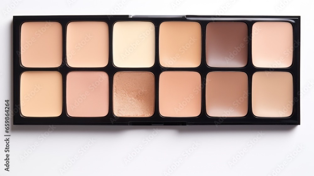Make-up palette on a white background. Professional multicolor eye shadow make-up palette. Cosmetic products Make-up palette on a white background. Professional multicolor eye shadow make-up palette. Cosmetic products
