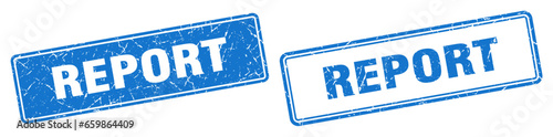 report stamp set. report square grunge sign