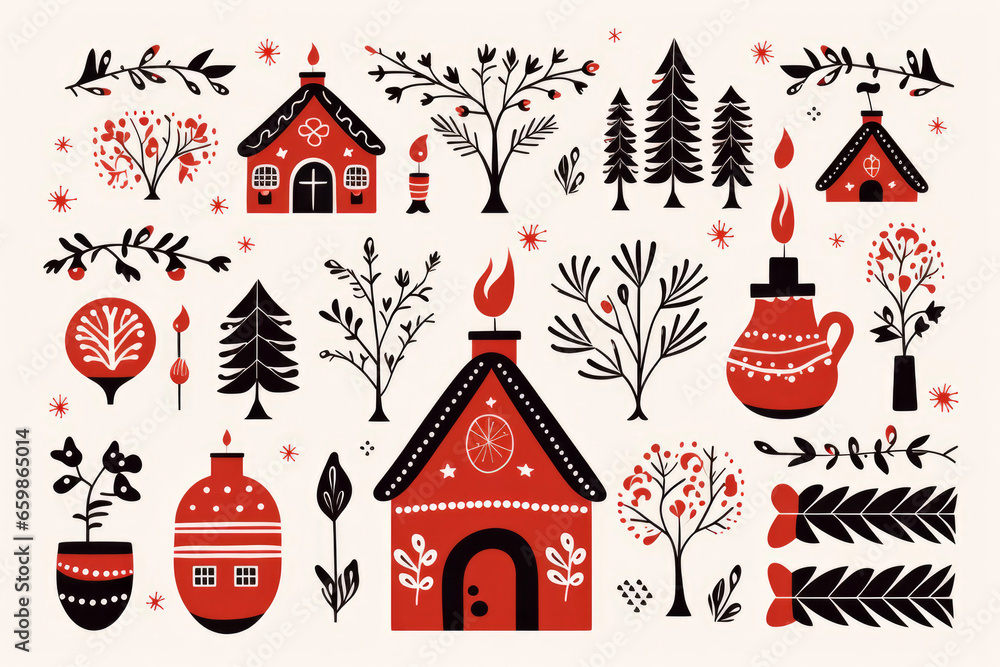 Christmas card with Nordic motifs Christmas card with Nordic motifs