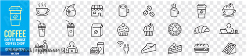coffee house shop maker editable stroke line icon set icons collection vector illustration.