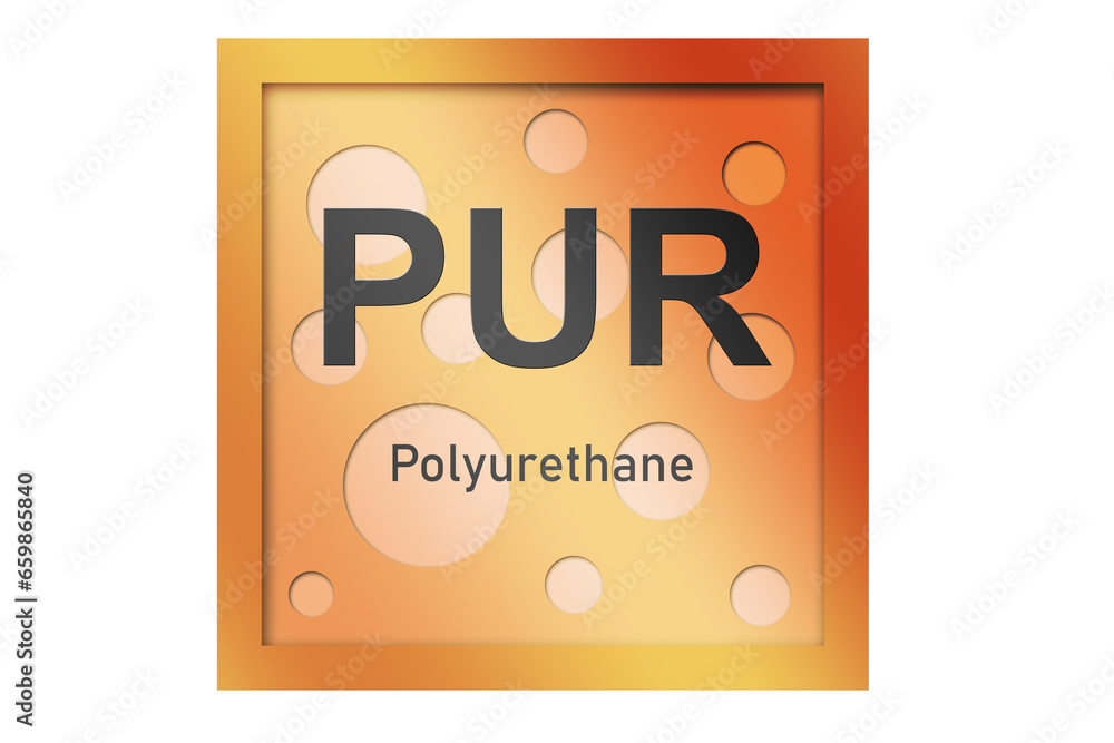 Polyurethane (PUR) polymer symbol isolated