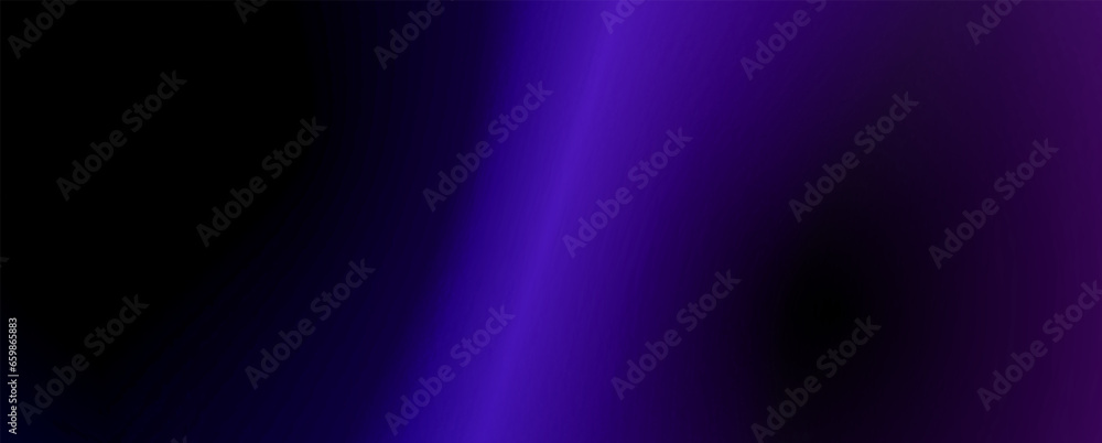 Background with trendy gradient and noise. Black and violet colors. Glare from lenses, overlay texture. Vector banner with dust and smooth color transition