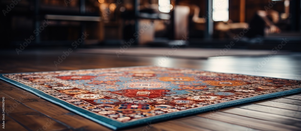 Contemporary wool rug with oriental patterns woven by hand Contemporary wool rug with oriental patterns woven by hand