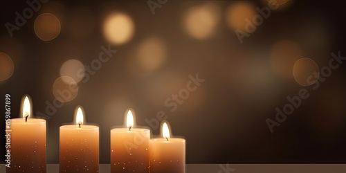 Festive candlelight. Dark night celebration. Glowing christmas candles. Holiday ambiance. Warmth and hope in darkness. Christmas candle