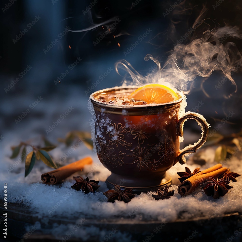 custom made wallpaper toronto digitalcup of mulled wine in the winter, christmas time