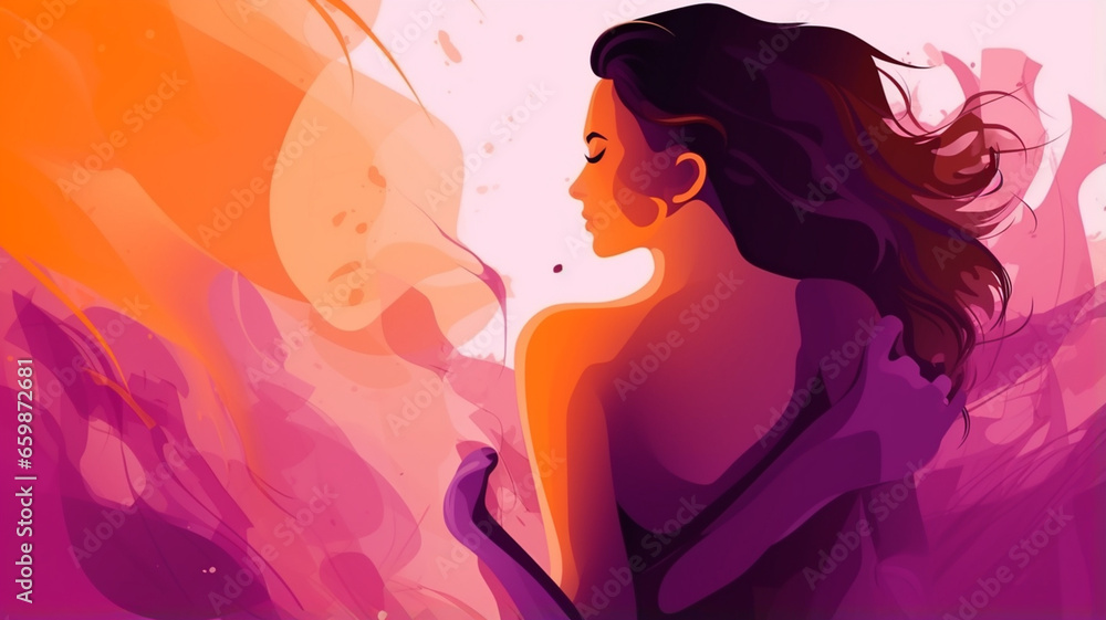 Silhouette of a beautiful young brunette woman. Vector illustration. generativa IA Silhouette of a beautiful young brunette woman. Vector illustration. generativa IA