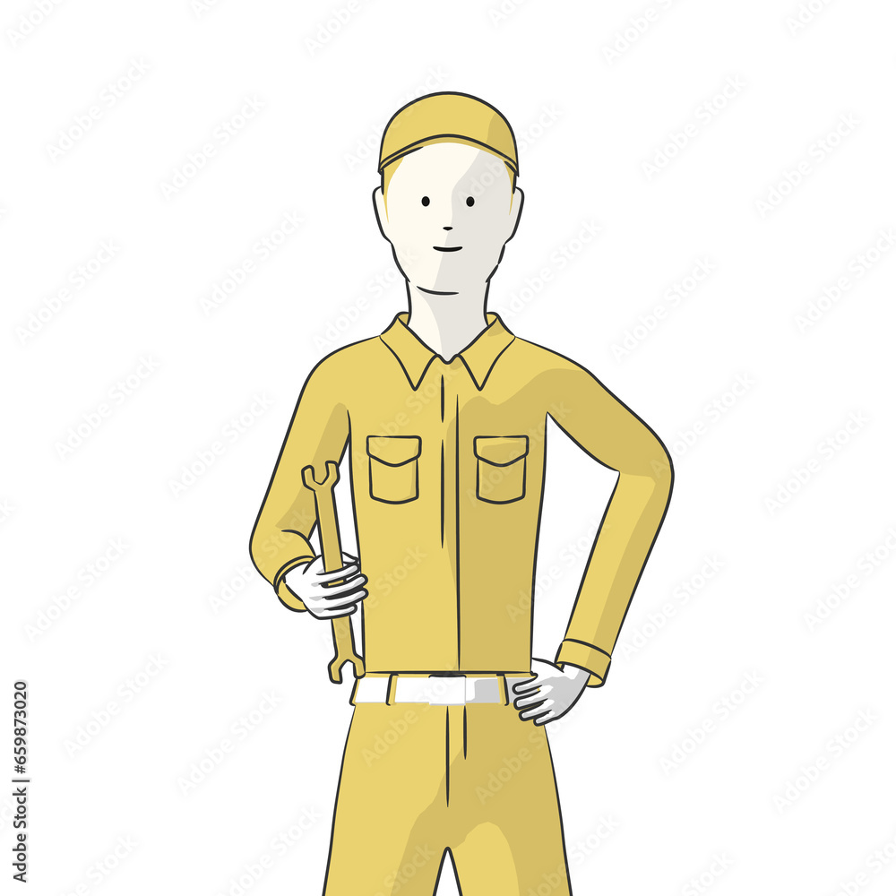 作業着を着た男性のシンプルなイラスト 作業着を着た男性のシンプルなイラスト