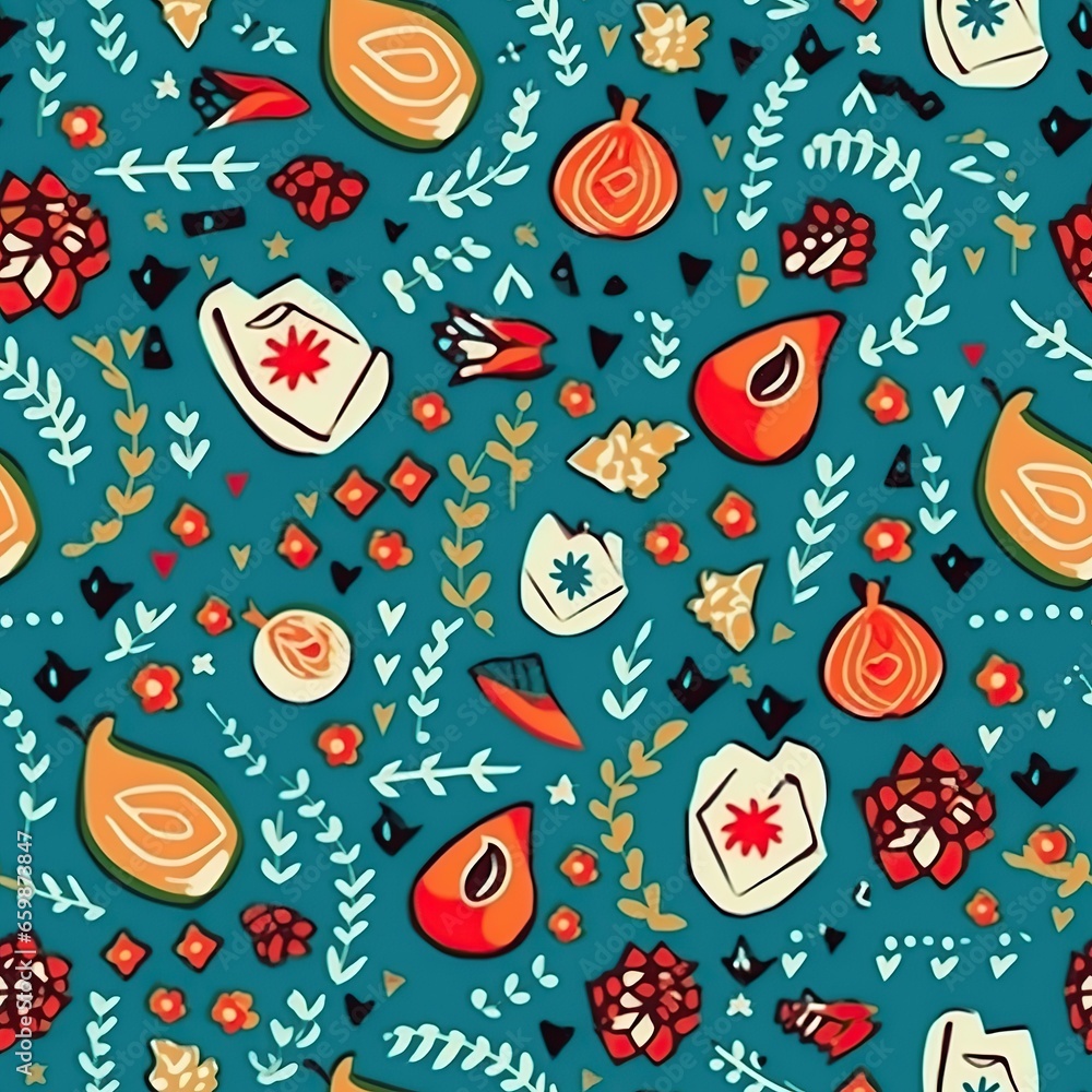 Nature style seamless pattern. AI Generated. Nature style seamless pattern. AI Generated.