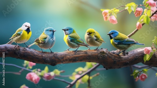 Birds singing on tree branches © vectorizer88