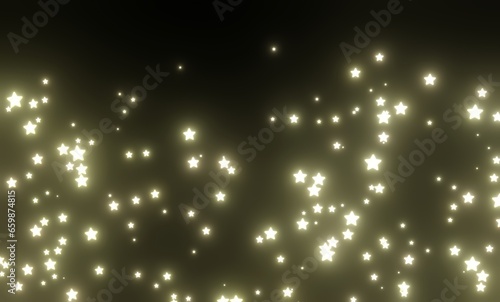 黄色く光る可愛い無数の星「3DCG」