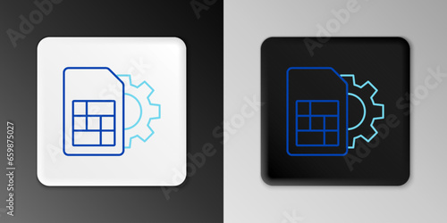 Line Sim card setting icon isolated on grey background. Mobile cellular phone sim card chip. Mobile telecommunications technology symbol. Colorful outline concept. Vector