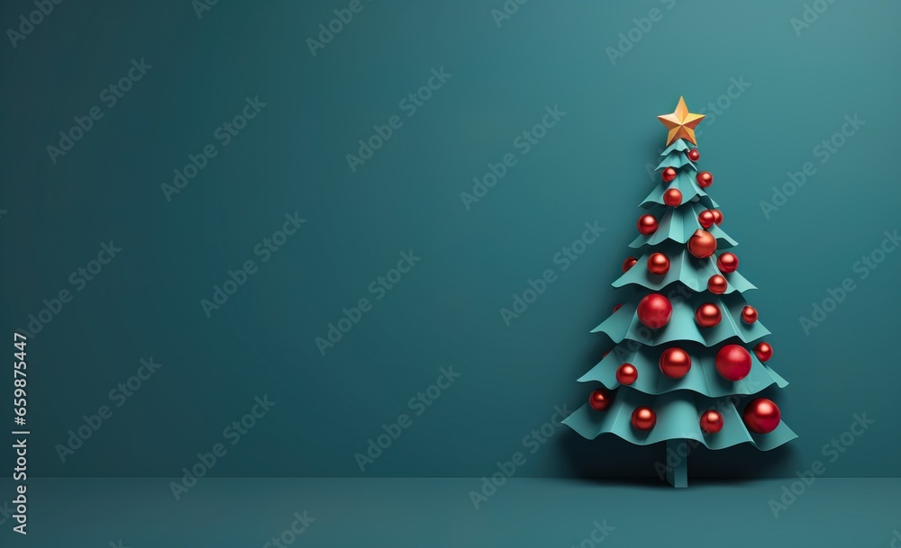 A solitary Christmas tree on a lush green backdrop A solitary Christmas tree on a lush green backdrop