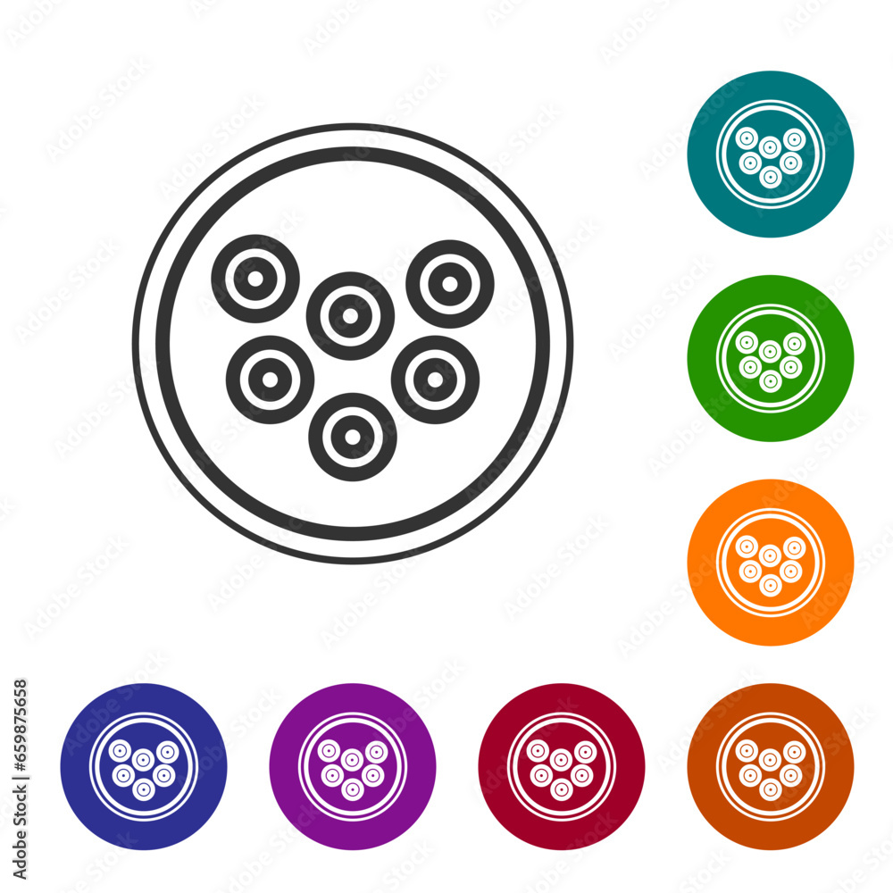 Black line Caviar on a plate icon isolated on white background. Set icons in color circle buttons. Vector. Black line Caviar on a plate icon isolated on white background. Set icons in color circle buttons. Vector.