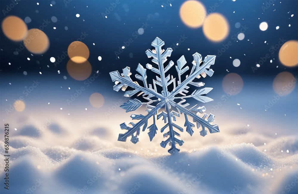 Bokeh with white snow and snowflakes on a blue background Bokeh with white snow and snowflakes on a blue background
