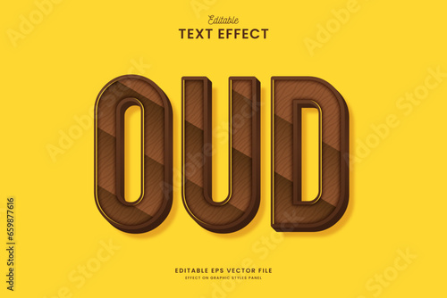 decorative brown wood oud editable text effect vector design