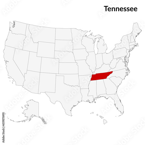 Map of Tennessee. Tennessee map. USA map