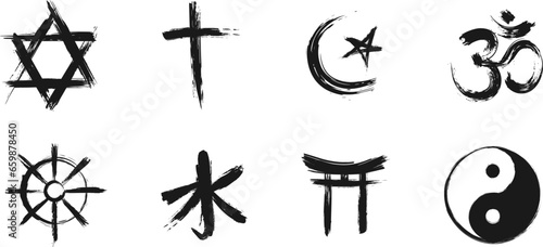 religion logo - paintbrush style on transparent background