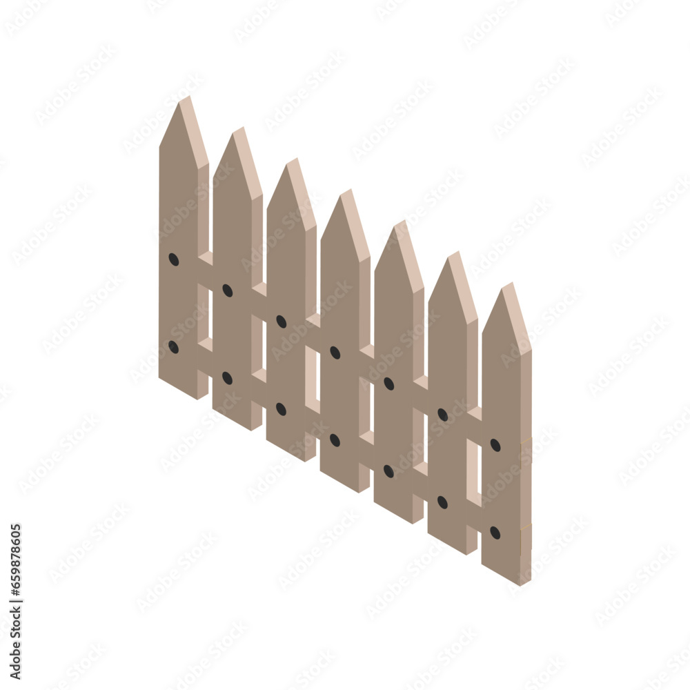 Wooden Fence Isometric Wooden Fence Isometric