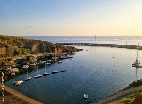 The beautiful Ventotene Island: Colorful Houses, Boats, and a Wonderful Sea. Popular island in the mediterranean near to Formia, Ponza, Ischia, Rome and Naples in Italy.