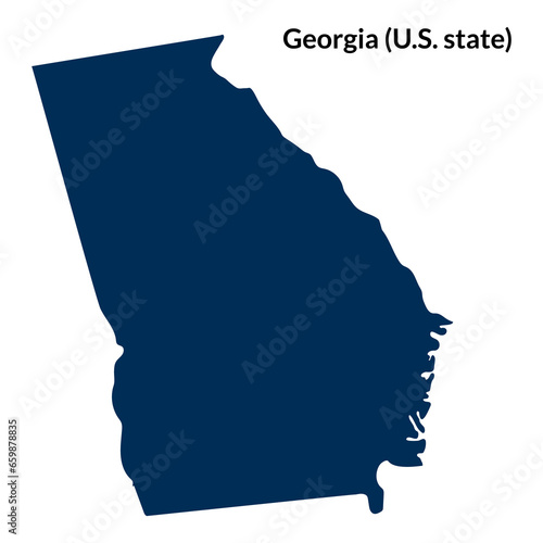 Obraz na plátně Map of the U.S. state Georgia. U.S. state Georgia map. USA map