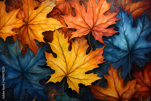 Autumn leaves fall gracefully painting nature canvas. High-resolution © filmanana