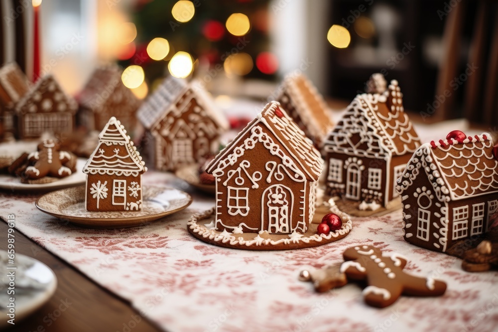 Gingerbread Village Cute homemade House Winter Decoartion Gingerbread Village Cute homemade House Winter Decoartion
