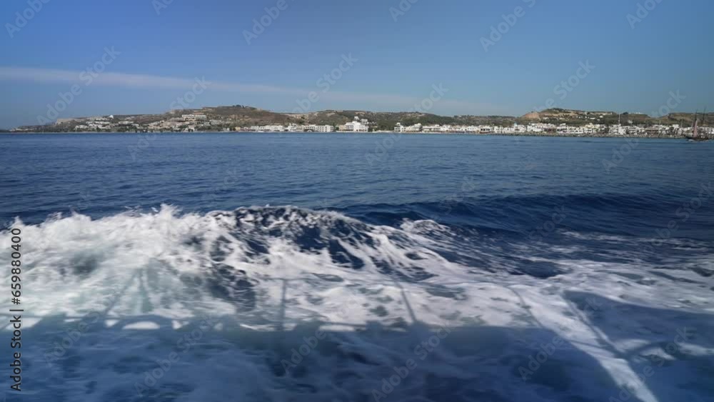 Onboard ferry shot leaving Kardamaina, Kos, Dodecanese, Greek Islands Onboard ferry shot leaving Kardamaina, Kos, Dodecanese, Greek Islands