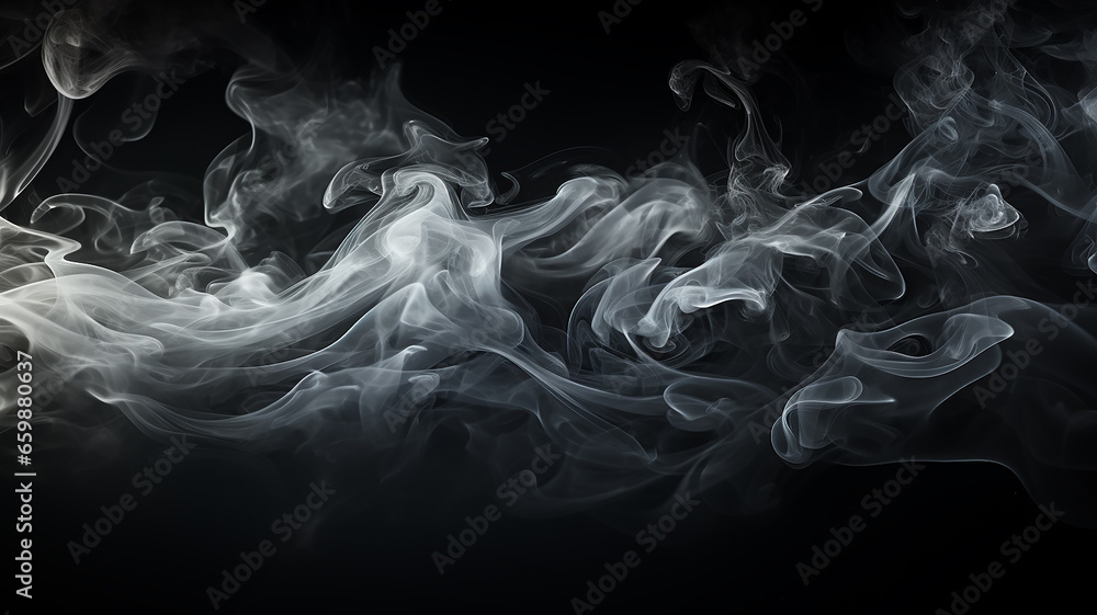 clouds of white smoke on a black background texture
