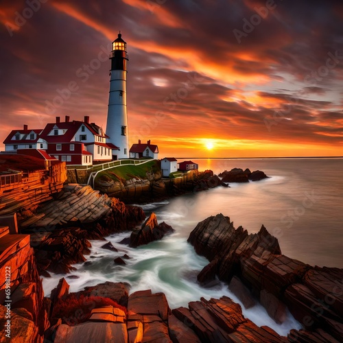 lighthouse at dusk