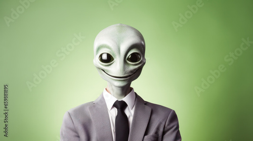 Image of an alien. Humanoid from an other planet portrait on studio background. © PaulShlykov