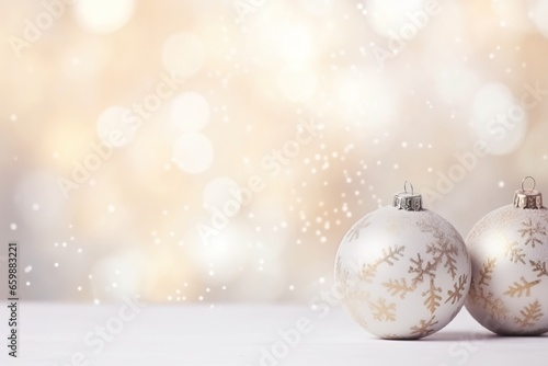 Festive Christmas Baubles and Snowflakes Background