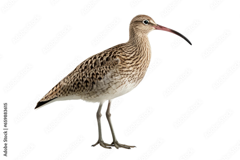 The Isolated Curlew on isolated background - obrazy, fototapety, plakaty 