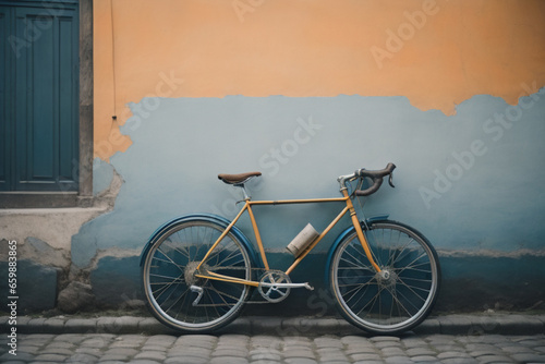 vintage bicycle on the wall