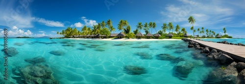 Idyllic seaside lagoon  a summer tourism haven  perfect for wallpaper or background