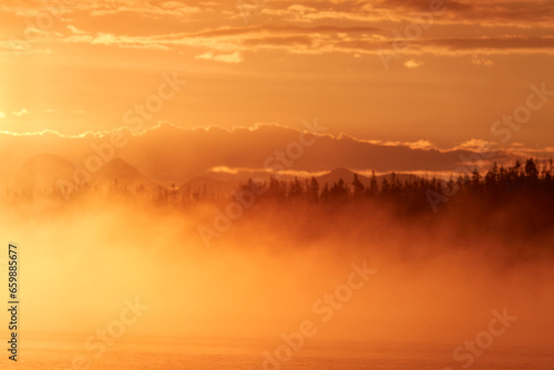 September Sunrise Over the Lake in Yellowstone National Park