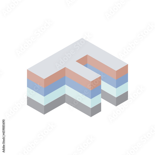 this is a logo of letter F in block stack style