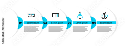 Set line Chandelier, Office desk and Chest of drawers icon. Vector