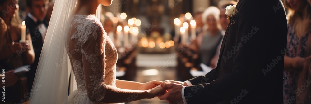 The close-up exchange of meaningful wedding vows