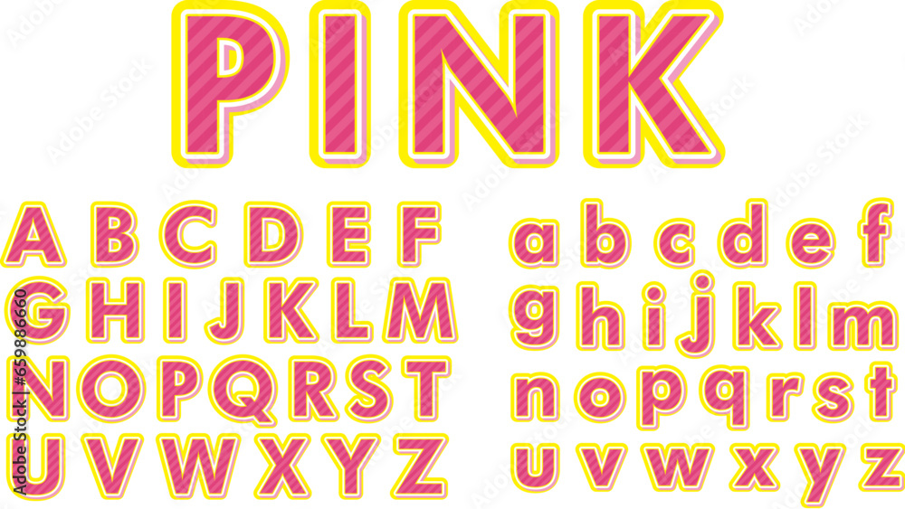 アルファベット　装飾文字　ピンク