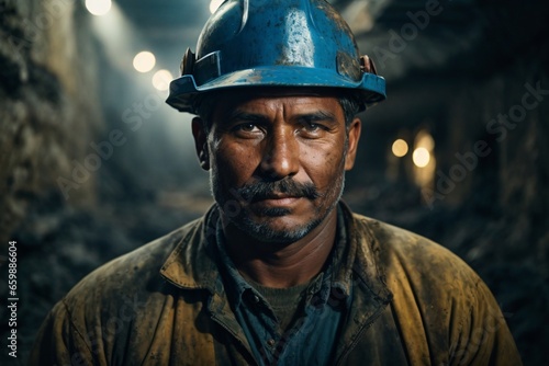 Portrait of a proud and resilient American steel worker in a factory, reflecting strength and skilled blue-collar labor. Generative AI. © kapros76