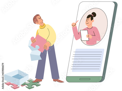 Online psychological help service. Psychotherapy session with professional online consultant, psychotherapist counseling patient with emotional, family problems. Mental health, psychology, psychiatry