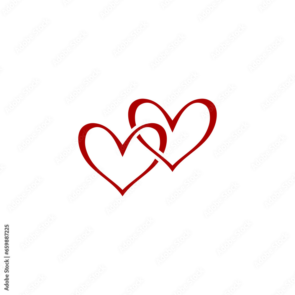 Two hearts logo icon isolated on transparent background