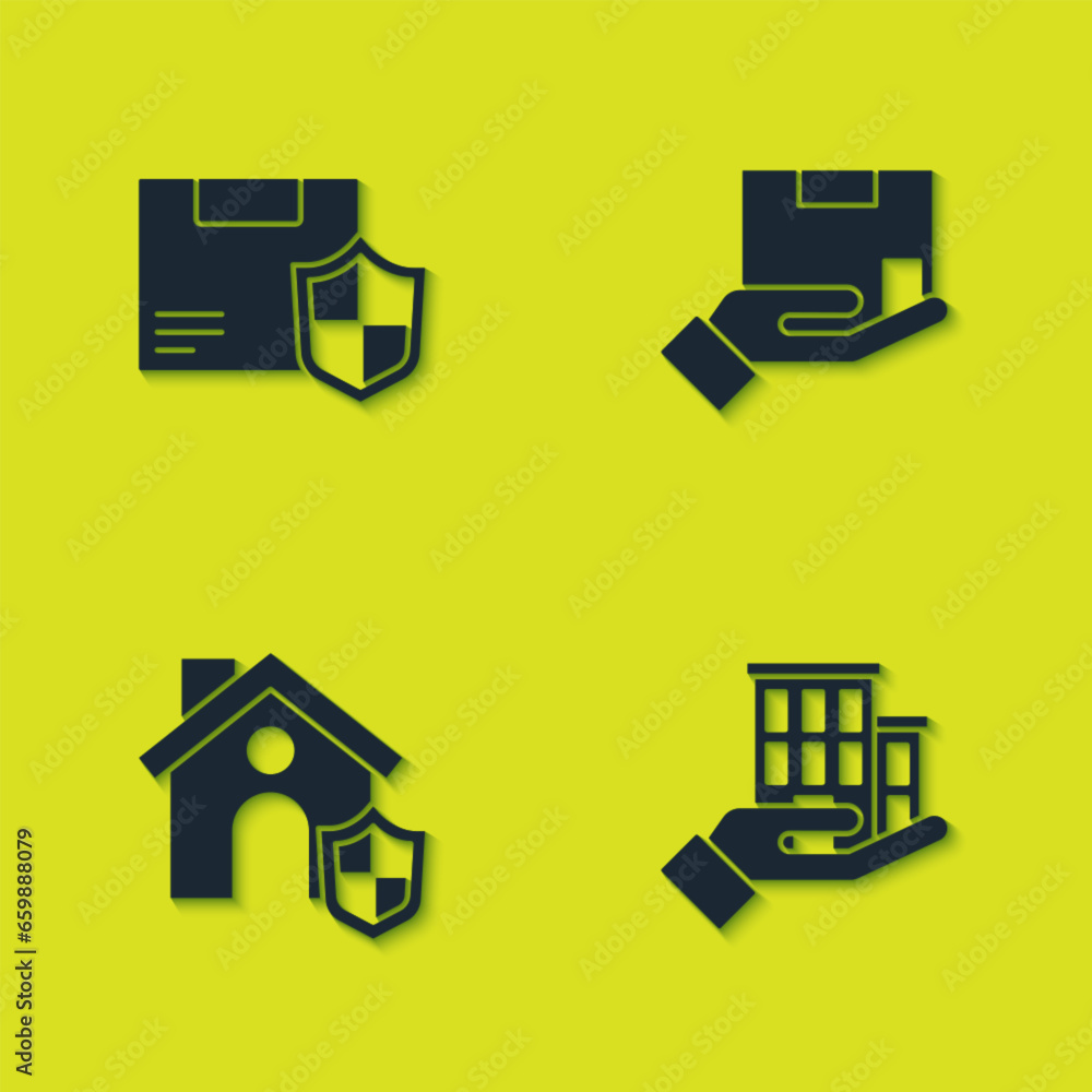 Set Delivery security with shield, House insurance, and icon. Vector Set Delivery security with shield, House insurance, and icon. Vector